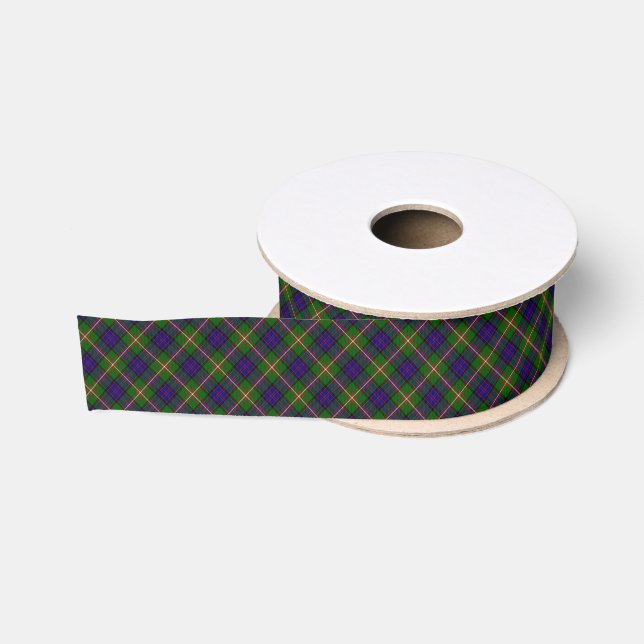 Ruban Gros-grain Clanranald tartan bleu vert plaid (Bobine)