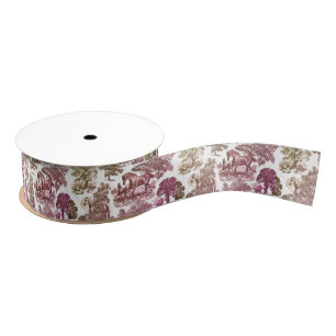 Ruban Gros-grain Classé Élégant Cheval Rose Country Toile
