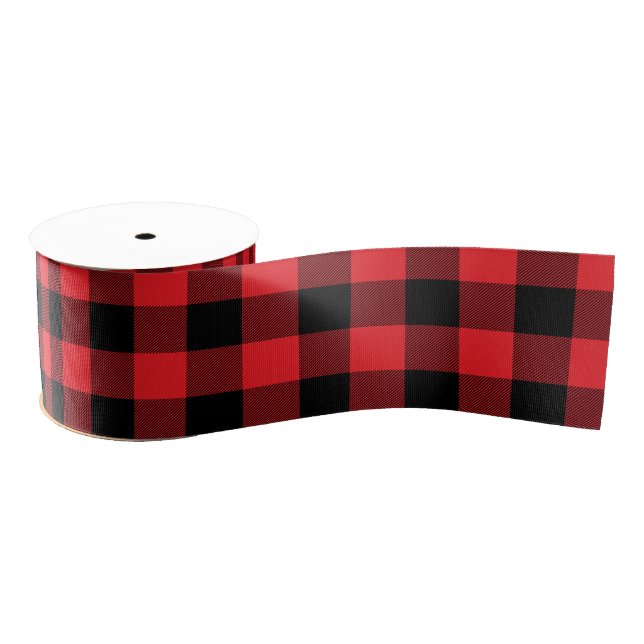 Ruban Gros-grain Classic Red and Black Buffalo Check (Bobine)