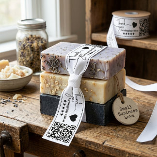 Ruban Gros-grain Code QR personnalisé Merci Petite Entreprise