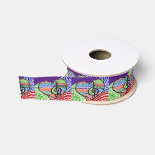 Ruban Gros-grain Coeur de musique arc-en-ciel coloré personnalisabl