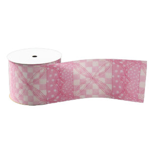 Ruban Gros-grain COEUR ROSE QUILT 3" Large Grosgrain Ribbon
