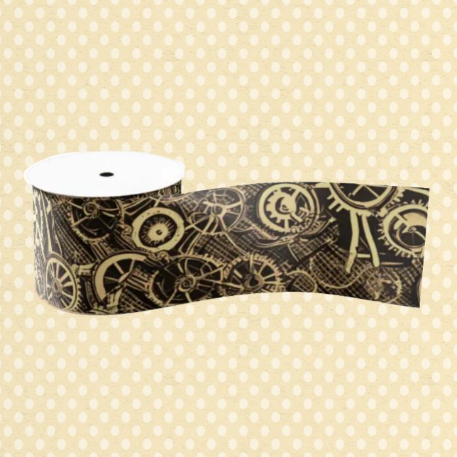 Ruban Gros-grain Cogs Gears Gold Metal (Créateur téléchargé)