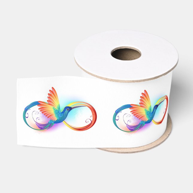 Ruban Gros-grain Colibri arc-en-ciel avec symbole Infinity (Bobine)