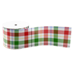 Ruban Gros-grain Conception de carreaux en flanelle rouge vert blan