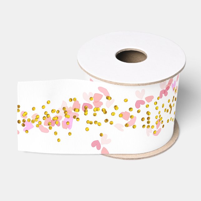 Ruban Gros-grain Confetti en or rose blanc (Bobine)