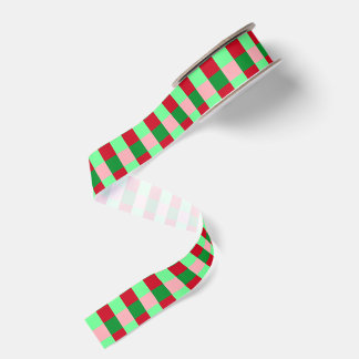 Ruban Gros-grain Contemporary Christmas Checkerboard Pattern