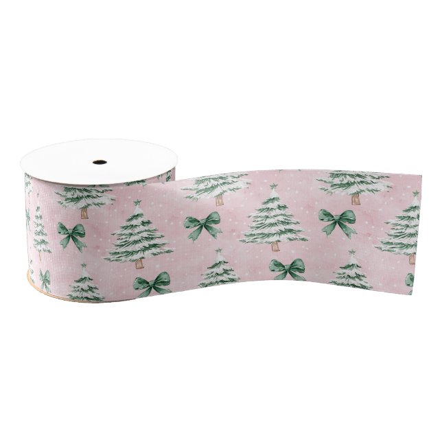 Ruban Gros-grain Coquette Pink Christmas Tree Grosgrain Ribbon (Bobine)