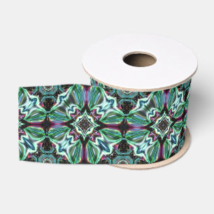 Ruban Gros-grain Couleurs de paon Design Abstrait Spectaculaire