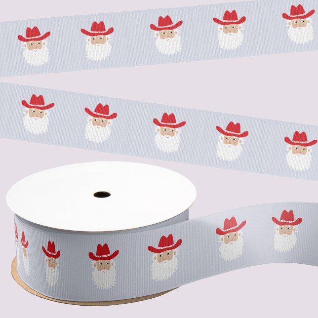 Ruban Gros-grain Cowboy Santa Claus Western Christmas (Fun Cowboy Santa Claus Western Christmas Holiday ribbon)