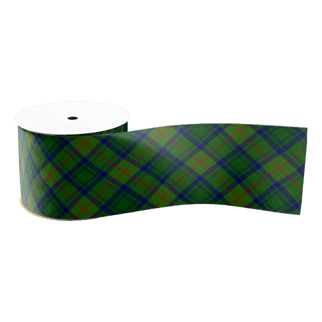 Ruban Gros-grain Cranstoun tartan vert bleu plaid (Bobine)