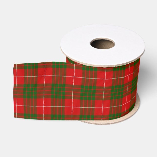 Ruban Gros-grain Crawford tartan rouge vert plaid (Bobine)
