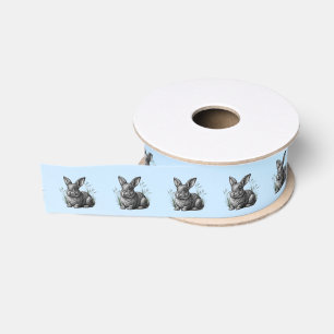 Ruban Gros-grain Cute Grey Rabbit contre un ciel bleu