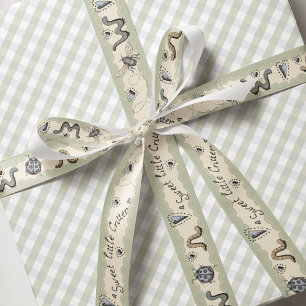 Ruban Gros-grain Cute Insect Boho Pastels Blue Sage Cream Baby Boy