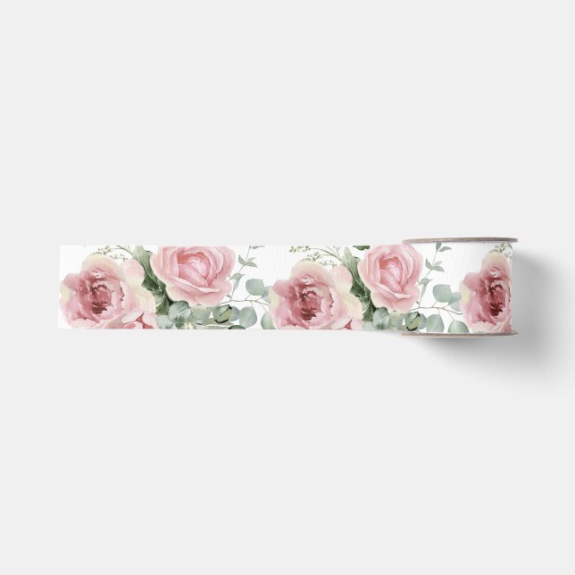 Ruban Gros-grain Découpage de rose rose blush aquarelle  (Devant)