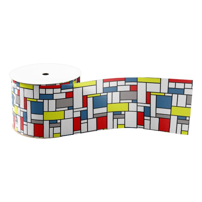 Ruban Gros-grain Design de style mondrien (Bobine)