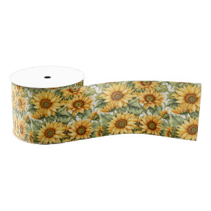 Ruban Gros-grain Design Motif d'art Sunflower