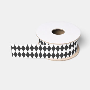 Ruban Gros-grain Diamants Harlequin noir et blanc