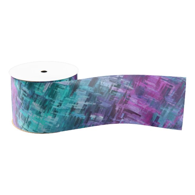 Ruban Gros-grain digihatch - turquoise et violet : (Bobine)