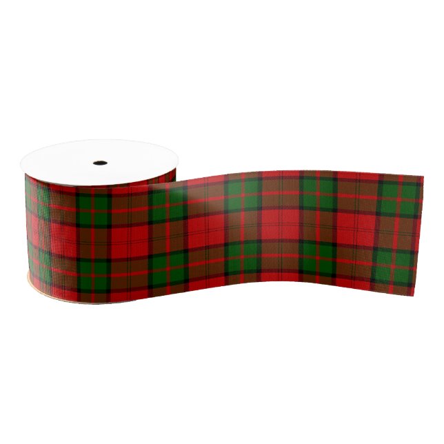 Ruban Gros-grain Dinbar tartan rouge vert plaid (Bobine)