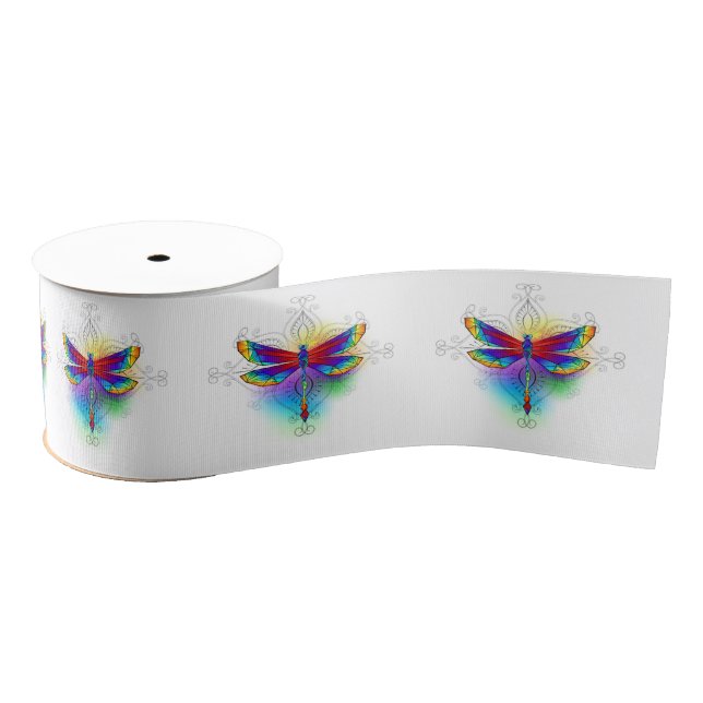 Ruban Gros-grain Dragonfly en arc-en-ciel (Bobine)