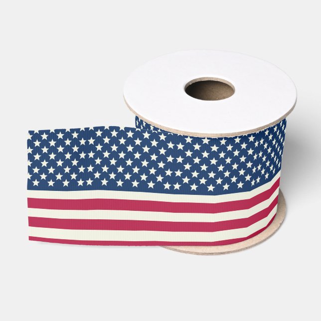 Ruban Gros-grain Drapeau américain de style vintage (Bobine)
