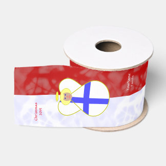Ruban Gros-grain Drapeau ange finlandais personnalisé rouge blanc