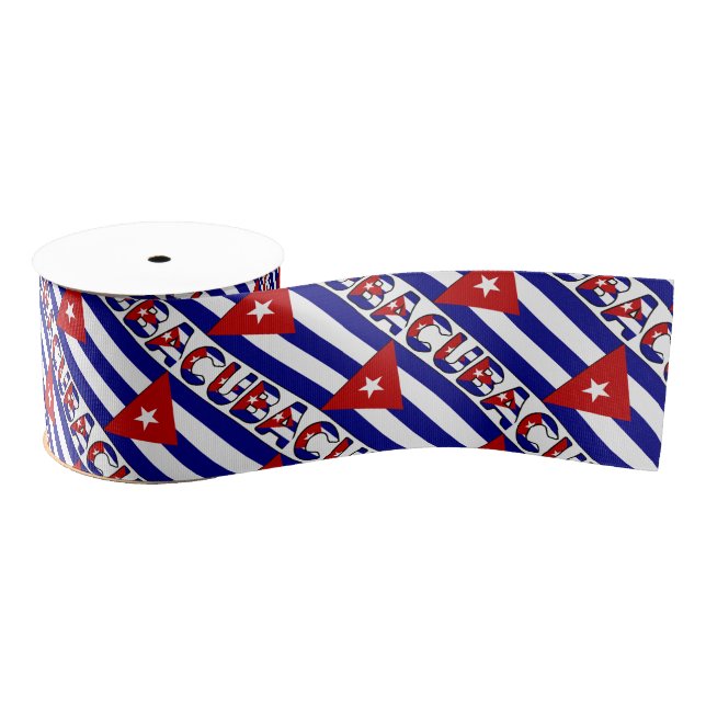 Ruban Gros-grain Drapeau cubain Cuba rayures bleu foncé (Bobine)