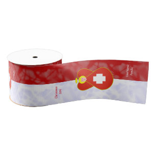 Ruban Gros-grain Drapeau suisse sur rouge et blanc Personnalisé