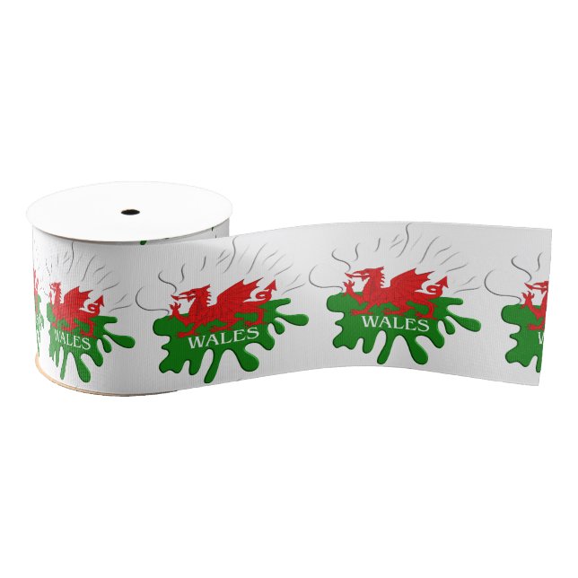 Ruban Gros-grain Drapeau Welsh Cymru (Bobine)