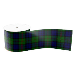Ruban Gros-grain Dundas tartan bleu vert plaid