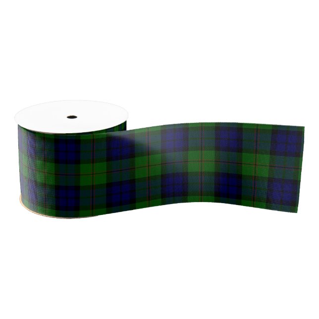 Ruban Gros-grain Dundas tartan bleu vert plaid (Bobine)