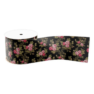 Ruban Gros-grain Élégant Arrière - plan noir-rose Vintage