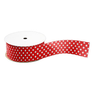 Ruban Gros-grain Élégant motif pois rétro rouge et blanc