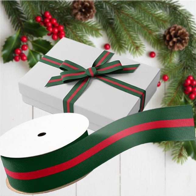 Ruban Gros-grain Élégant Noël vert et rouge  (Créateur téléchargé)
