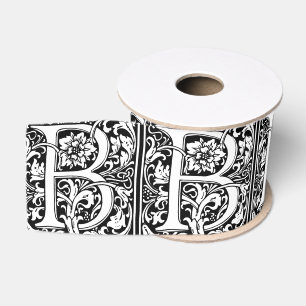 Ruban Gros-grain Élégante lettre Vintage florale B Monogramme