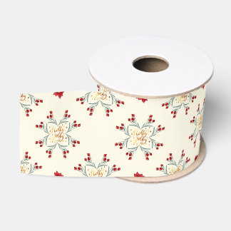 Ruban Gros-grain Emballage cadeau de Noël à motif floral étoilé vin
