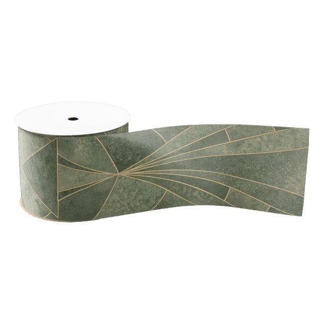 Ruban Gros-grain Emerald Green et Gold Art déco Motif (Bobine)