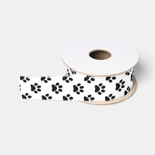 Ruban Gros-grain Empreintes de pattes de chat/chien/animaux noires 