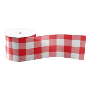 Ruban Gros-grain En vichy classique rouge et blanc