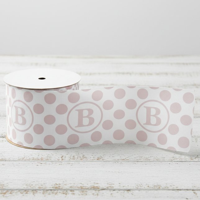 Ruban Gros-grain Enfants à pois rose pastel (Pretty Blush Pink Ribbon for Girl Baby Shower or First Birthday for Kids. Cute Girly Dots Pattern)