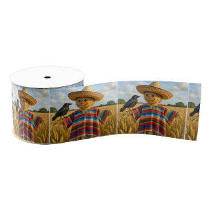 Ruban Gros-grain Épouvantail portant un sombrero et un poncho