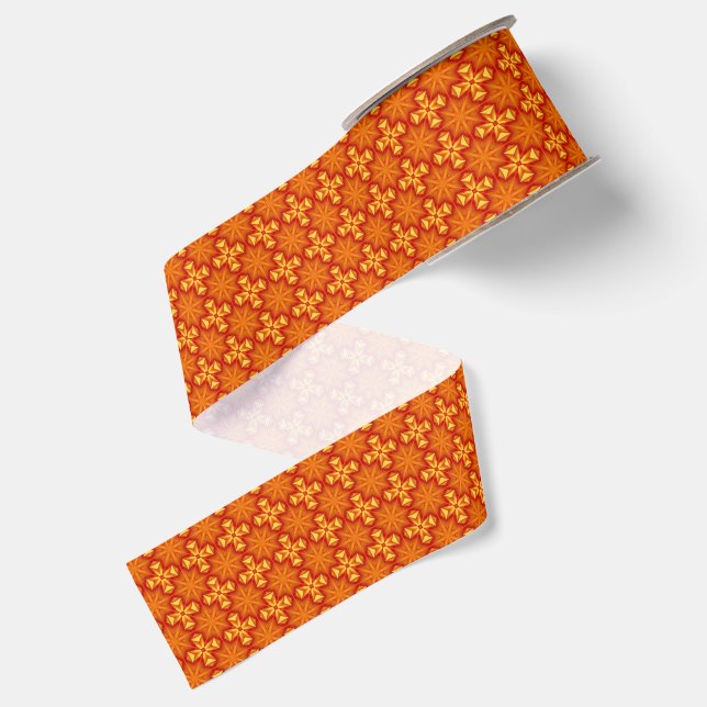 Ruban Gros-grain Étoile, feu, croix, motif orange et jaune (Dos)