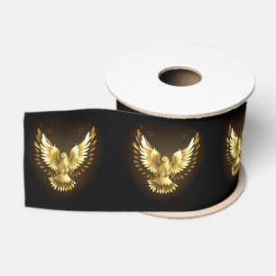 Ruban Gros-grain Faux Gold Foil Peace Dove en noir