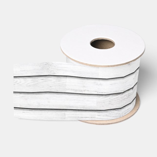 Ruban Gros-grain Faux Wood Slats White | Customizable (Bobine)