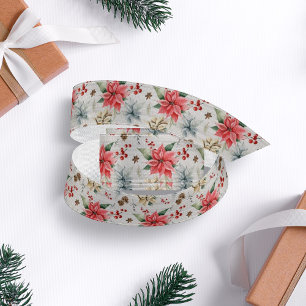 Ruban Gros-grain Ferme Poinsettia Bois Noël rustique