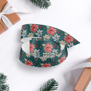 Ruban Gros-grain Ferme Poinsettia Noir Turquoise Rustique Noir