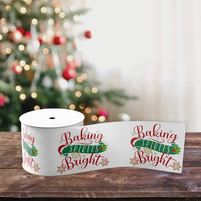 Ruban Gros-grain Festif Baking Spirits de Noël brillant (Festive Baking Spirits Bright Christmas Holiday Grosgrain Ribbon)