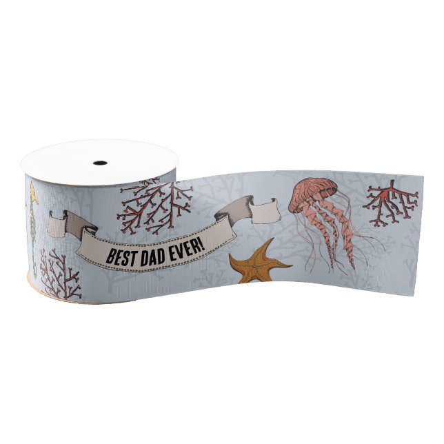 Ruban Gros-grain Fête des pères Nautique 3 pouces Personnalisée Ble (Bobine)