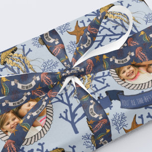 Ruban Gros-grain Fête des pères nautique Meilleur papa Jamais Marin